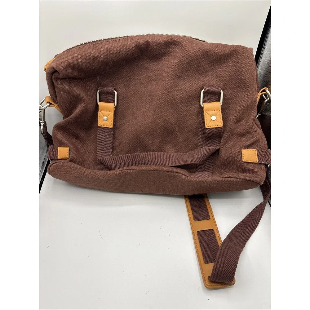 Bodhi Brown Canvas Travel Messenger Laptop Bag Leather Trim